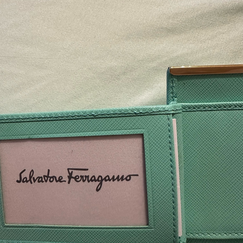 Salvatore Ferragamo Turquoise Wallet with Gold Detail - Picture 4 of 14